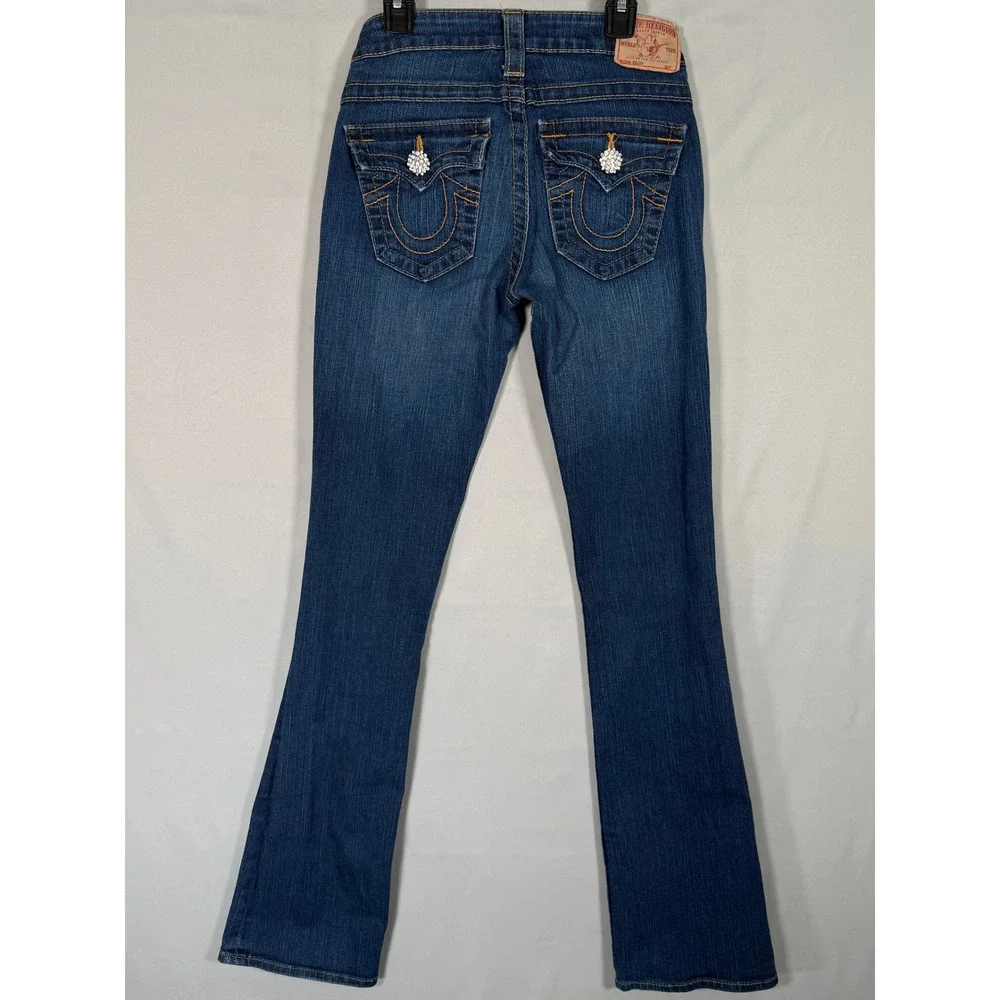 True Religion Becky Bootcut Jeans Blue Low Rise W26 L33 Made in USA WQ1564E67 - Picture 15 of 16